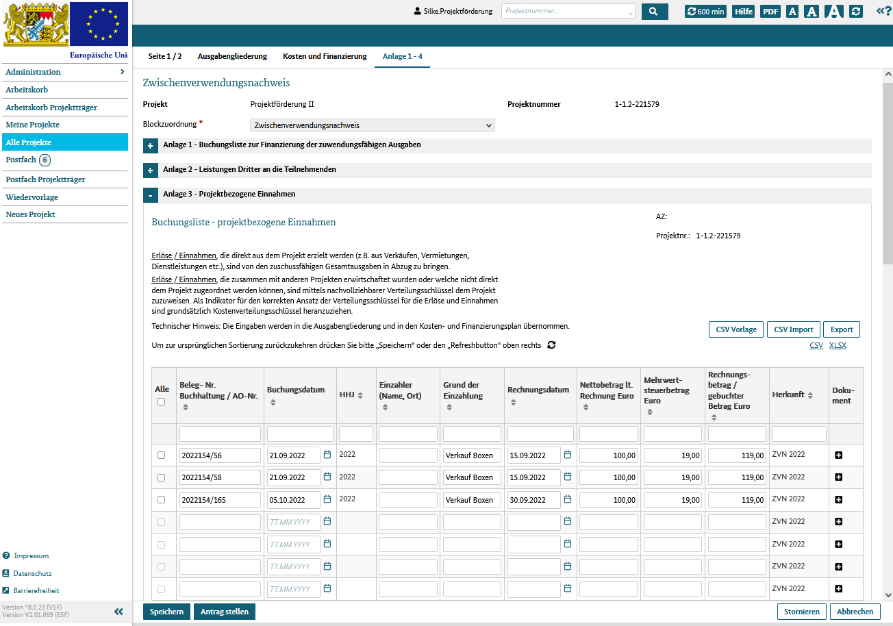 ZVN, Anlage 3 bearbeiten